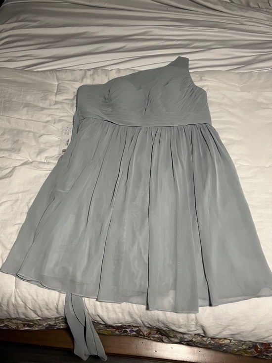 Azazie Dresses & Skirts - Azazie One-Shoulder Chiffon Dress in “Dolphin Grey”